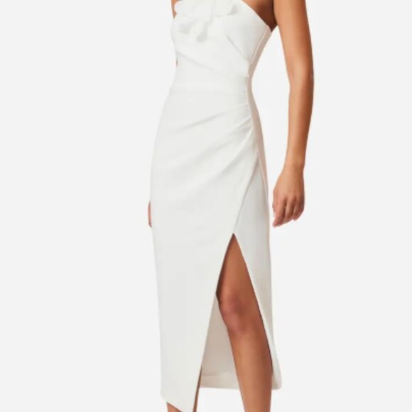 Janelle Floral Appliqué Halter Neck Cocktail Midi Dress - Picture 5 of 6